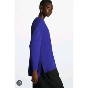 COS Stepped-Hem Long-Sleeved TopCotton Size Large Blue